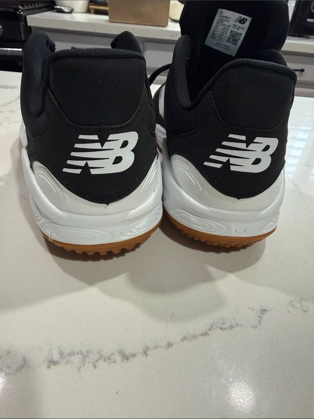 New Balance Black and White Athletic Sneakers with Gum Sole